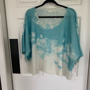 Anthropologie 100% cashmere robins egg blue tie dyed sweater - NWT